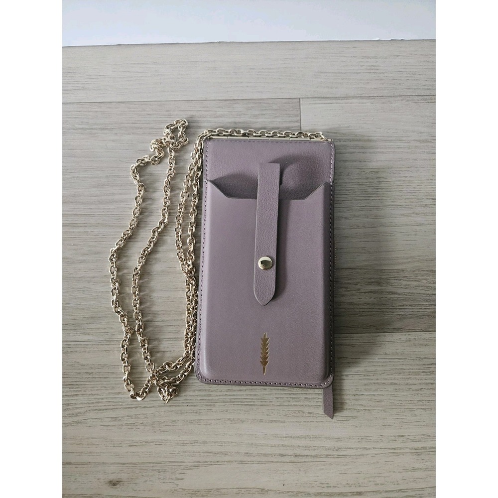 Thacker Nora Phone Crossbody Mauve Leather Wallet Bag Gold Chain